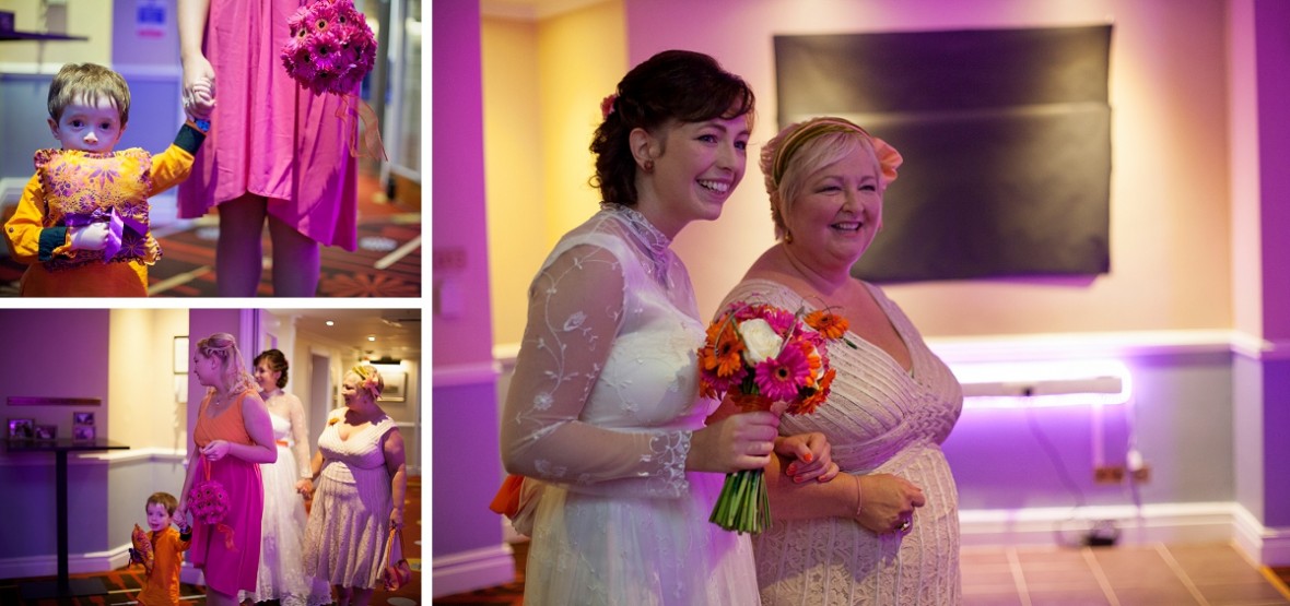 The bride goes to the ceremony room